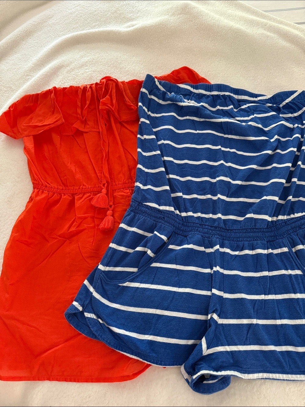 Womens Orange and Navy Striped Romper Bundle -